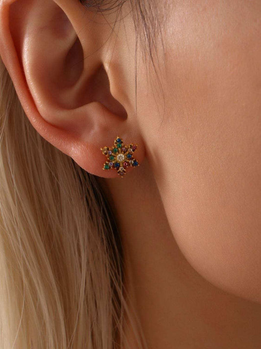 Stainless Steel Snowflake Stud Earrings - Trendsi - Flyclothing LLC