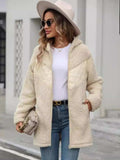Fuzzy Zip Up Long Sleeve Hooded Jacket - Trendsi - Flyclothing LLC