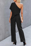 Single Shoulder Short Sleeve Jumpsuit - Trendsi - Flyclothing LLC
