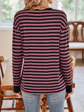 Striped Round Neck Long Sleeve T-Shirt - Trendsi - Flyclothing LLC