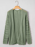 Scalloped Edge Eyelet Knit Batwing Sleeve Cardigan - Trendsi - Flyclothing LLC