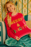 BiBi Christmas Theme Sequin Lattering Sweater - Trendsi - Flyclothing LLC