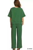 Zenana Ribbed Round Neck Tee & Pants Set - Trendsi - Flyclothing LLC