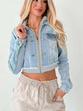 Distressed Zip Up Cropped Hooded Denim Jacket - Trendsi - Flyclothing LLC
