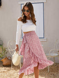 Printed Ruffled Midi Skirt - Trendsi - Flyclothing LLC
