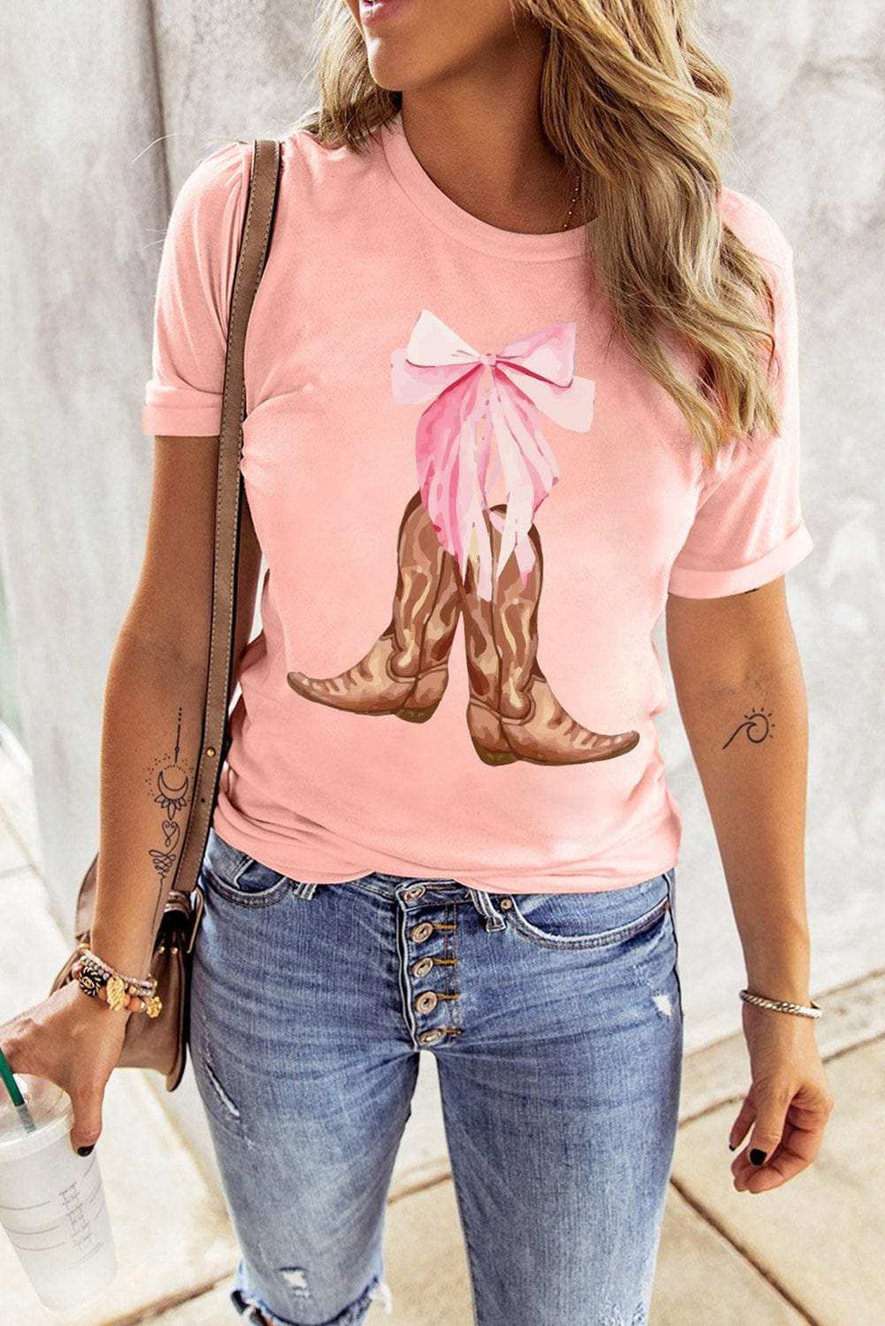 Boots Graphic Round Neck Short Sleeve T-Shirt - Trendsi - Flyclothing LLC