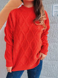 Diamond Round Neck Long Sleeve Sweater - Trendsi - Flyclothing LLC