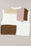 Cable-Knit Color Block Round Neck Sweater Vest - Trendsi - Flyclothing LLC
