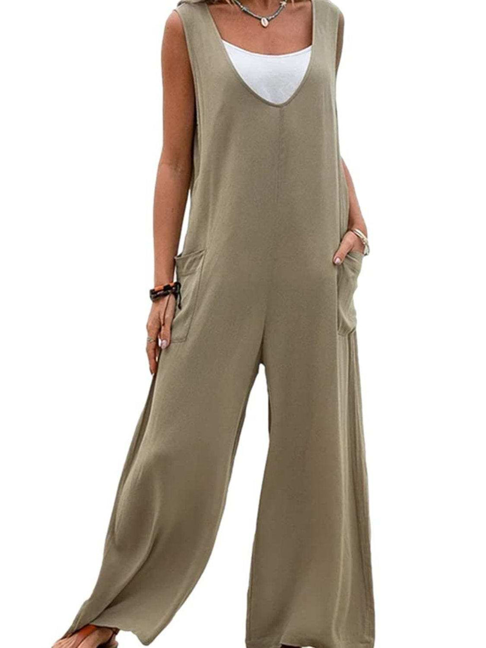 Full Size Wide Strap Jumpsuit with Pockets - Trendsi - Flyclothing LLC