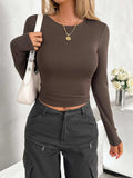 Round Neck Long Sleeve T-Shirt - Trendsi - Flyclothing LLC