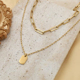 18K Gold-Plated Double Layered Necklace - Trendsi - Flyclothing LLC