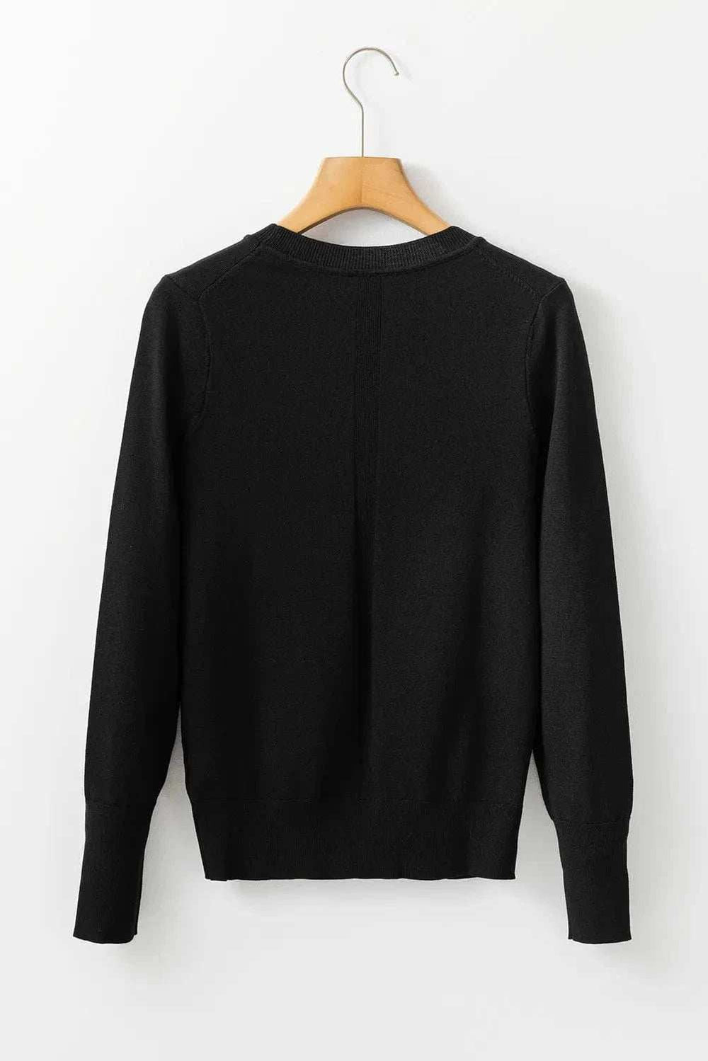 Round Neck Long Sleeve Knit Top - Trendsi - Flyclothing LLC