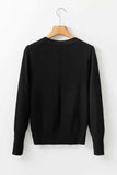 Round Neck Long Sleeve Knit Top - Trendsi - Flyclothing LLC