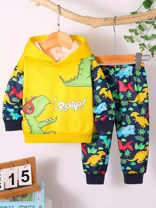 Children's Dinosaur Print Hoodie and Pants Set - Trendsi - Flyclothing LLC