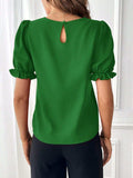 Round Neck Flounce Sleeve Blouse - Trendsi - Flyclothing LLC