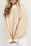 Diamond Pattern Mock Neck Long Sleeve Sweater - Trendsi - Flyclothing LLC