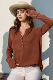 Double Take Full Size Notched Thumbhole Long Sleeve T-Shirt - Trendsi - Flyclothing LLC
