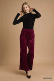 Umgee Velvet Pleated Wide Leg Pants - Trendsi - Flyclothing LLC