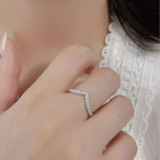 925 Sterling Silver V-Shaped Ring - Trendsi - Flyclothing LLC