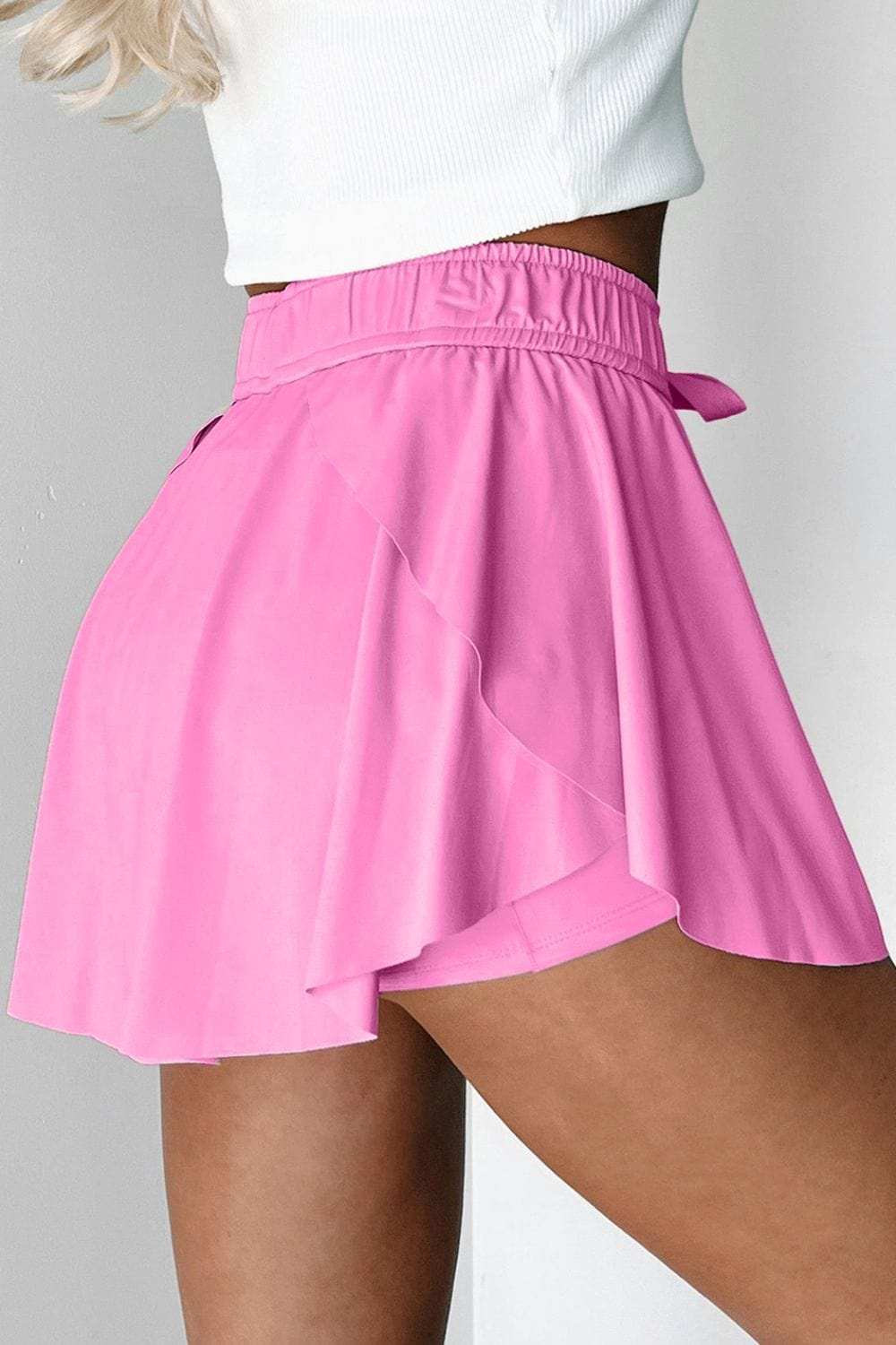 Drawstring High Waist Lined Active Skorts - Trendsi - Flyclothing LLC