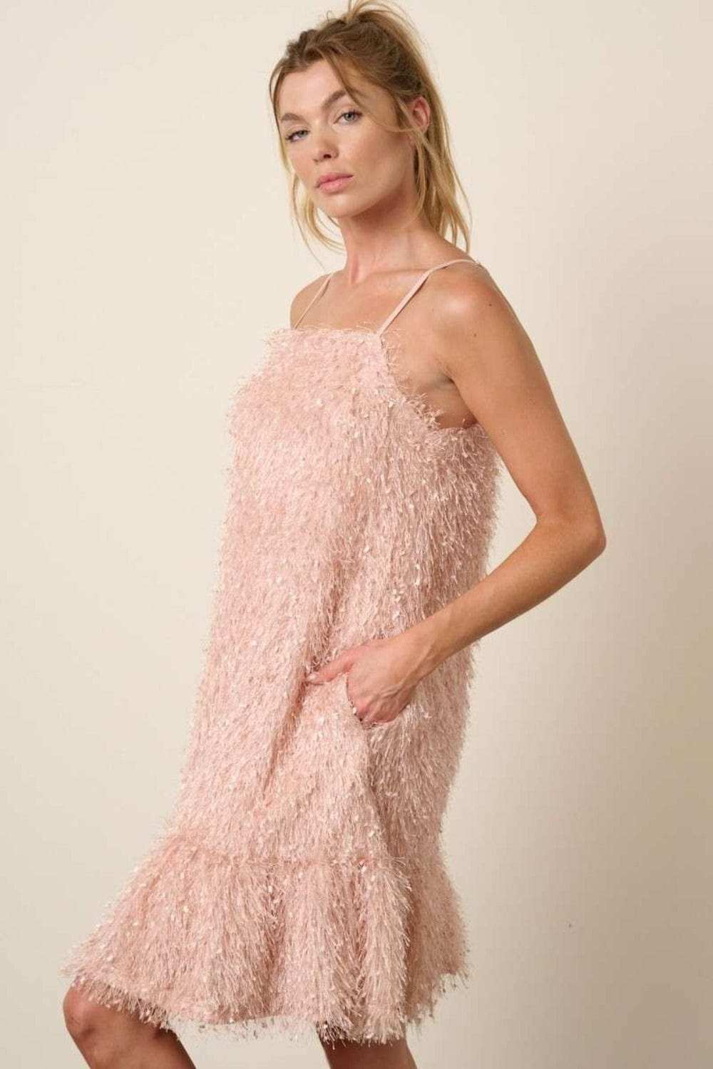 Mittoshop Feather Ruffle Hem Mini Cami Dress - Trendsi - Flyclothing LLC
