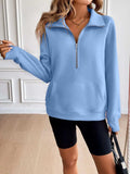 Ivy Lane Half Zip Raglan Sleeve Sweatshirt - Trendsi - Flyclothing LLC