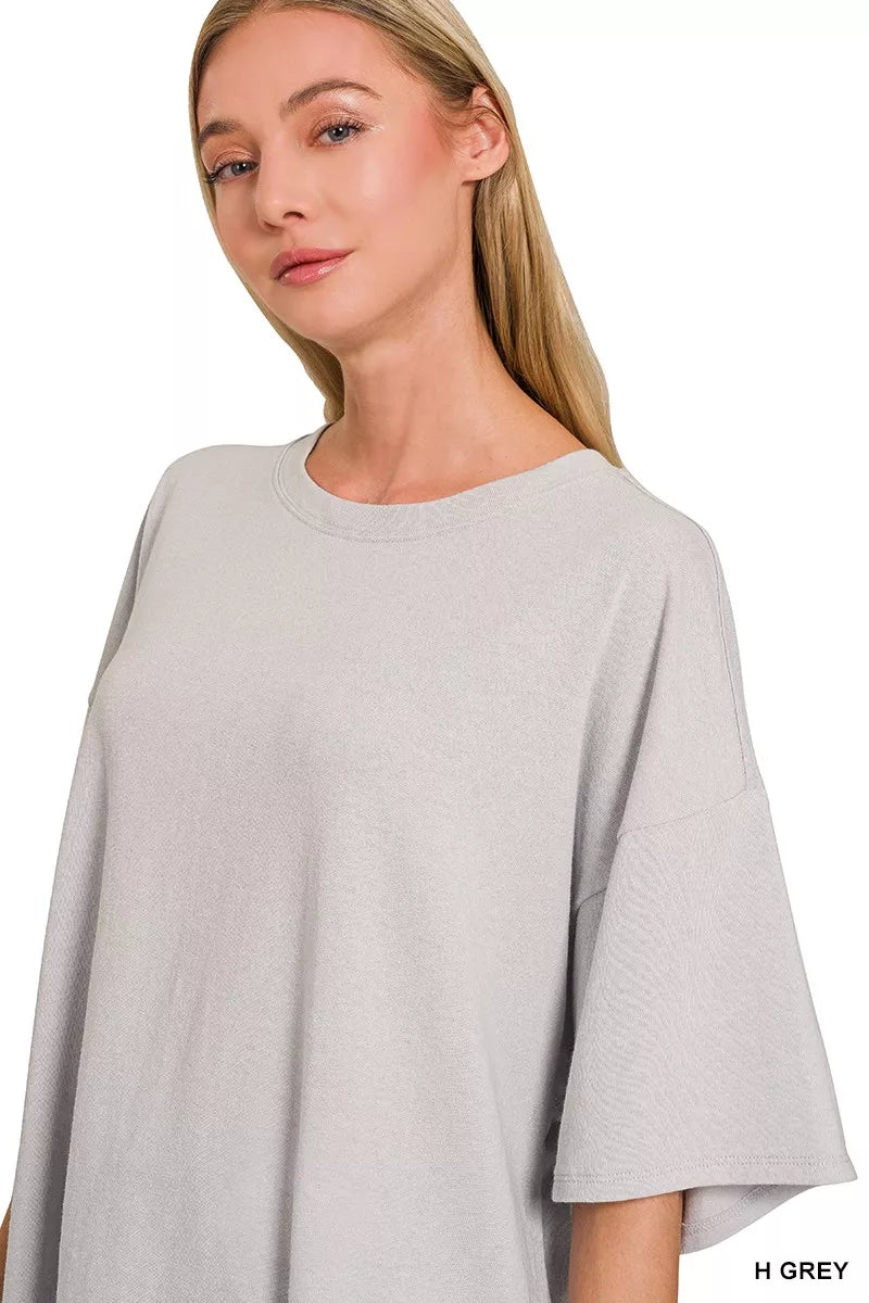 Zenana Cotton Short Sleeve Oversized Tunic Tee - Trendsi - Flyclothing LLC