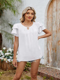 Cutout Round Neck Short Sleeve Blouse - Trendsi - Flyclothing LLC