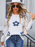 Angel Wings Flower Round Neck Long Sleeve Sweater - Trendsi - Flyclothing LLC