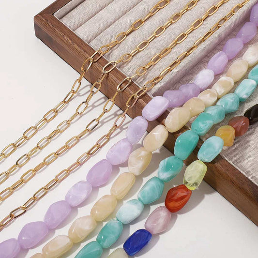 2 Piece Colorful Beaded Chain Necklace - Trendsi - Flyclothing LLC