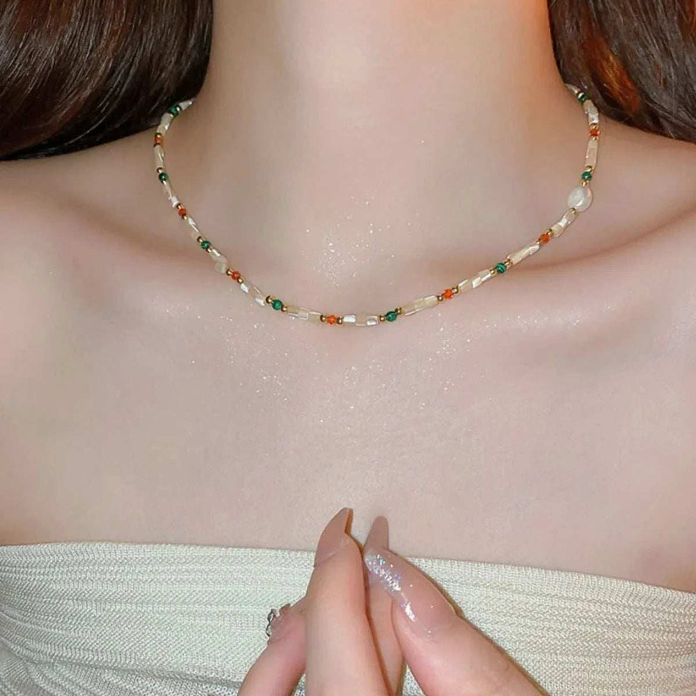 Alloy Pearl Beaded Necklace - Trendsi - Flyclothing LLC