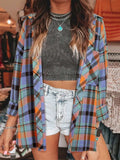 Plaid Collared Neck Long Sleeve Shirt - Trendsi - Flyclothing LLC