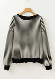 Striped Round Neck Long Sleeve Sweatshirt - Trendsi - Flyclothing LLC