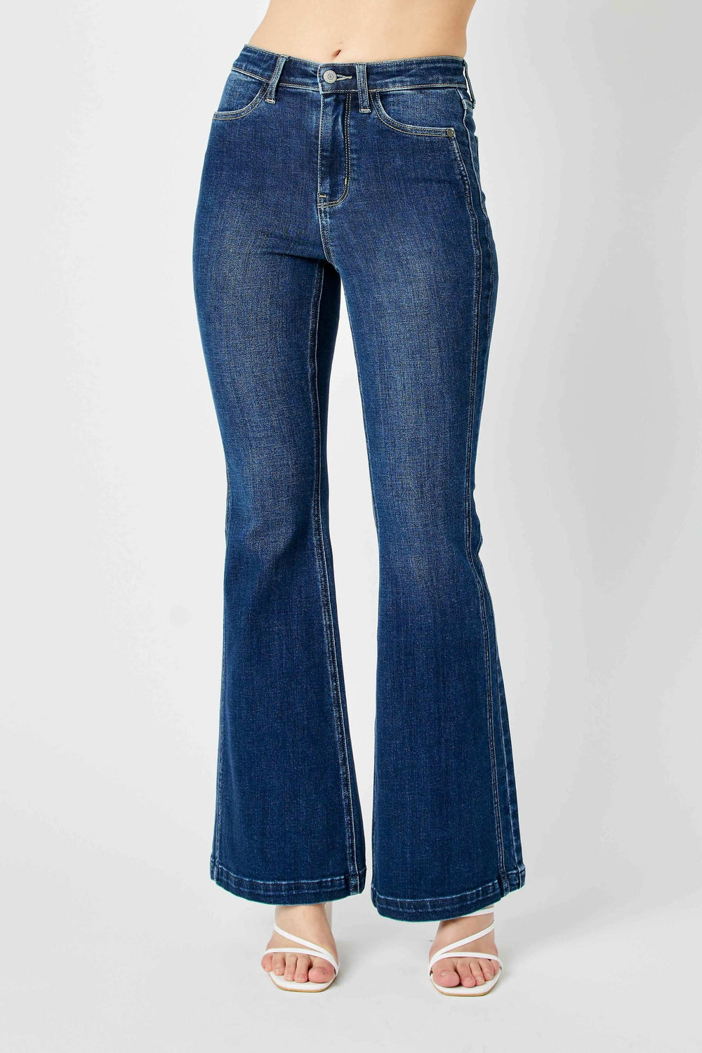 Judy Blue Full Size Hw Angled Side Seam Detail Flare Jeans Plus Size - Trendsi - Flyclothing LLC