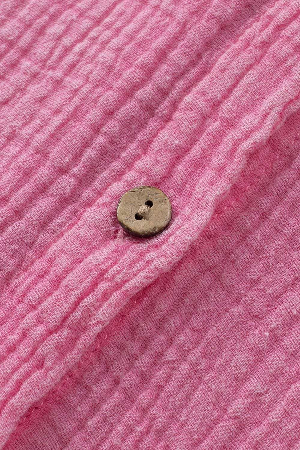 Button Down Collared Neck Long Sleeve Shirt - Trendsi - Flyclothing LLC