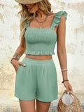 Smocked Cropped Cami and Shorts Set - Trendsi - Flyclothing LLC