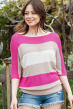 Color Block Boat Neck Half Sleeve Knit Top - Trendsi - Flyclothing LLC