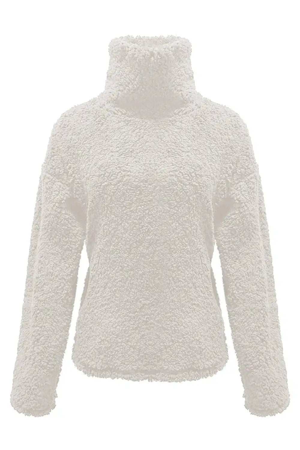 Fuzzy Turtleneck Long Sleeve Sweatshirt - Trendsi - Flyclothing LLC