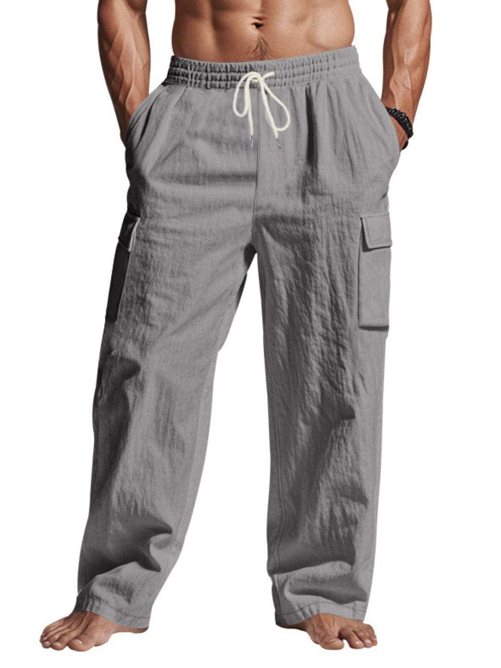 Men's Full Size Drawstring Pants with Pockets Plus Size - Trendsi - Flyclothing LLC