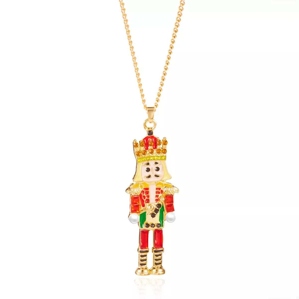 Christmas 18K Gold-Plated Nutcracker Pendant Necklace - Trendsi - Flyclothing LLC