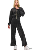Zenana Velvet Zip Up Hoodie and Pants Set - Trendsi - Flyclothing LLC