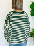 Striped Round Neck Long Sleeve Sweatshirt - Trendsi - Flyclothing LLC