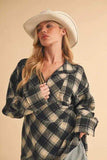 Aemi + Co Slit Plaid Half Zip Drop Shoulder Top - Trendsi - Flyclothing LLC