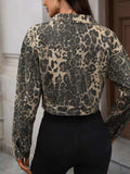 Leopard Button Up Cropped Denim Jacket - Trendsi - Flyclothing LLC