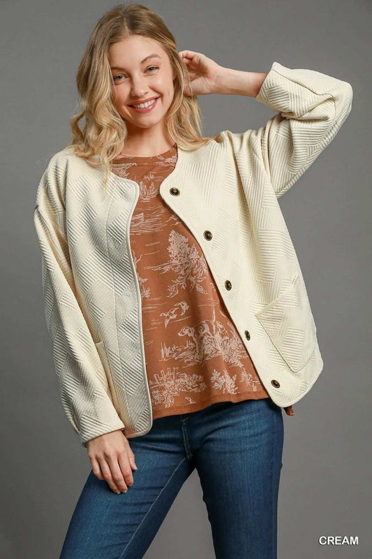 Umgee Textured Jacquard Jacket - Trendsi - Flyclothing LLC