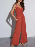 Ruched Wide Strap Jumpsuit with Pockets - Trendsi - Flyclothing LLC