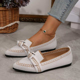 knitted Slip-On Flats with Bow - Trendsi - Flyclothing LLC