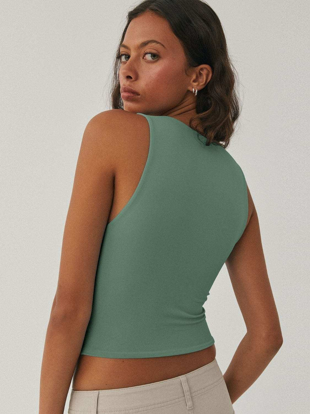 Round Neck Cropped Tank - Trendsi - Flyclothing LLC