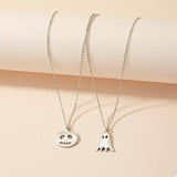 2 Piece Halloween Ghost & Pumpkin Pendant Necklace - Trendsi - Flyclothing LLC