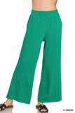 Zenana Cotton Slub Wide Leg Pants - Trendsi - Flyclothing LLC
